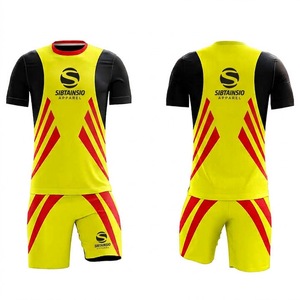 Tenues de football pour hommes, grande taille, col rond, impression par sublimation, respirant, séchage rapide, ensemble en jersey polyester/coton écologique - Product Image 1