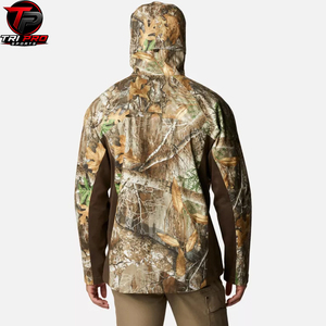 Veste softshell de performance supérieure pour l'extérieur avec capuche intégrée, fermeture éclair intégrale sur le devant, deux poches poitrine zippées, veste de chasse - Product Image 5
