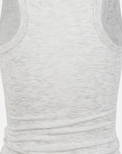 Custom Made Women's Gray Racerback Tank <b>Top</b> Front Logo Casual Woven Breathable Eco-Friendly High Street 100% Polyester Style - Product Image 5