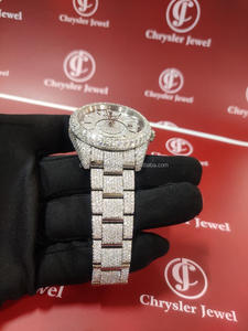 Bijoux les plus vendus avec diamants Hip Hop Moissanite entièrement glacés et montre-bracelet personnalisée en acier inoxydable pour hommes - Product Image 3