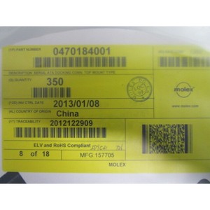 1 lot de 350 connecteurs Molex 0470184001 Serial ATA - Équipements et pièces semi-conducteurs d'occasion fiables à l'échelle mondiale - Product Image 1