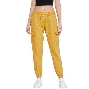 Joggers cargo femme jaune moutarde à séchage rapide avec cordon élastique – Vente en gros Europe – Idéal été et activités extérieures - Product Image 1