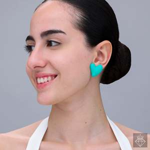 Pendientes de botón de moda en forma de corazón pequeño de Romance sutil de PRAO - Product Image 1