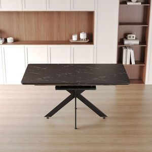 62.4 moderna molto grande \ "78.15 allungabile \" tavolo da pranzo nero a forma di X gambe in metallo nero per feste in sala da pranzo - Product Image 4