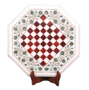 Pietra Dura Incrustation Art Chess Design table Table basse incrustée de pierre de marbre pour salon ou salle à manger à la maison - Product Image 6