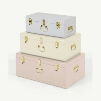 Boîte à bijoux en fer forgé avec couvercle à charnière, design empilable, style américain, organisateur de rangement à 1 niveau, fait main, carré, 3-6L