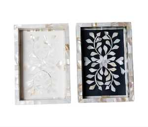 Plateau de service et de rangement de luxe en nacre irisée, mosaïque artisanale de coquillages, organisateur haut de gamme pour la décoration intérieure et la salle à manger - Product Image 1