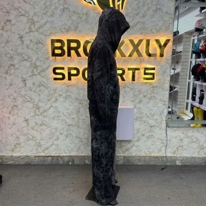 Survêtement d'hiver unisexe surdimensionné Brooxly Sports, style streetwear déchiré, sweat à capuche en coton entièrement zippé, pantalon de jogging brodé - Product Image 2
