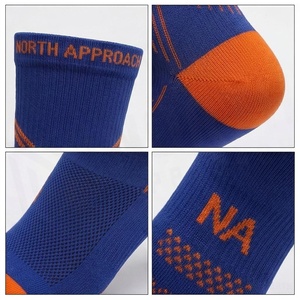 North Approach Crew Athletic <b>Socks</b> Blue Orange Geometric Pattern Breathable <b>Running</b> <b>Socks</b> for Adults Summer Season - Product Image 4