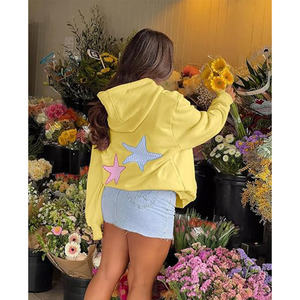 Sudadera con Capucha Oversize para Mujer con Bordado de Estrella, Estilo Y2K, Manga Larga, Forro Polar, para Otoño - Product Image 4