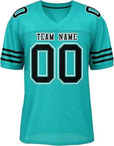 Camiseta de Fútbol Americano para Hombre, Cuello en V, Malla Transpirable, Manga Corta, Impresión Sublimada 3D, Nombre del Equipo 00, Azul Blanco, Verano - Product Image 3