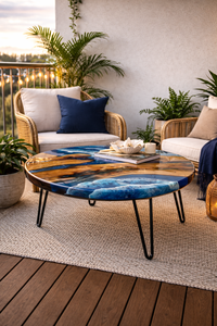 Mesa de Centro Redonda de Resina Epoxi de Lujo Personalizada, Mesa de Centro de Madera Maciza Hecha a Mano, Muebles de Diseño Moderno - Product Image 3