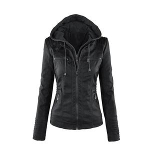 Chaqueta de Motocicleta Impermeable de Cuero PU Rojo para Mujer, Manga Larga, Cuello Camisero, Cierre de Cremallera, Largo Regular para Invierno - Product Image 4