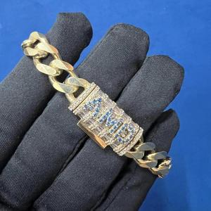 Bracelet entièrement serti de diamants Moissanite VVS de 18 mm, plaqué or, argent sterling 925, style Hip Hop Cuban - Product Image 5