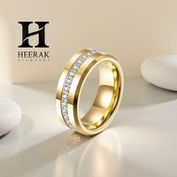 Anillo de boda de lujo para hombre en oro amarillo de 14K y 18K con diamantes cultivados en laboratorio, diseño de canales, borde biselado, joyería personalizada para hombre.