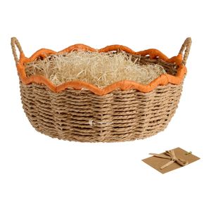 Cestas para la búsqueda de huevos de Pascua, cesta de Pascua de papel de rafia a rayas con asa, venta al por mayor de Vietnam, embalaje de regalo de Pascua sostenible - Product Image 1