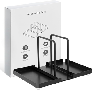 Modern Durable Metal Napkin Holder with Salt Pepper Shakers <b>Caddy</b> Standing Paper Napkin Storage for Kitchen - Product Image 3