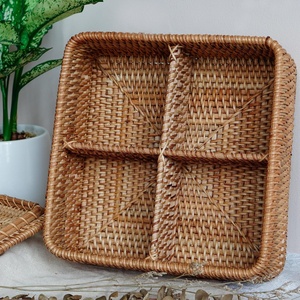 Coffee sugar <b>tea</b> storage caddy <b>boxes</b> weave rattan box with sections teabag dried fruit organizer - Product Image 6