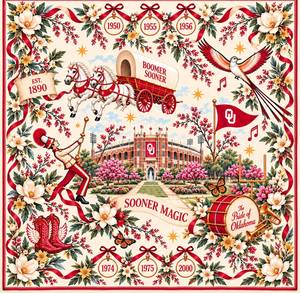 Sooners Floral Digital Print <b>Silk</b> <b>Scarf</b> <b>Square</b> Vintage Design Custom Printed All Seasons Unisex Wedding Gift Fashion Accessory - Product Image 1