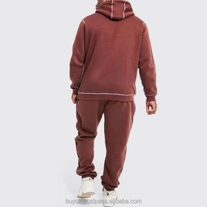 Men's High Quality <b>Hoodie</b> and Sweatpants Set Custom Design Plain Contrast Stitch Jogger Suits Plus Size Winter Tracksuits - Product Image 4