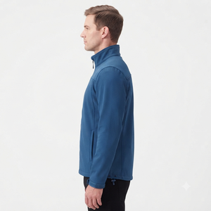 Veste bleue pour homme, fermeture éclair intégrale, col montant, coupe-vent, vêtement d'extérieur décontracté, coupe régulière, en polyester. - Product Image 4