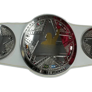 Cinturón de Campeón Mundial de Boxeo con Correa Blanca y Diseño de Estrella Plateada y Roja, Calidad Premium - Product Image 5