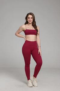Vêtements de sport pour femmes OEM - Ensemble sexy de soutien-gorge de sport à col rond et pantalon long à taille élastique, extensible dans quatre directions, séchage rapide, pour le yoga - Product Image 3