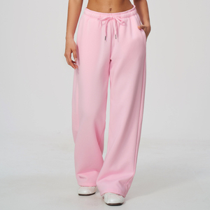 Winter <b>Fleece</b> Cotton Casual Breathable Soft New Vintage <b>Jogger</b> <b>Women</b> Side Pockets Loose Sport Fitness Hiking Wide Leg Sweatpants - Product Image 3