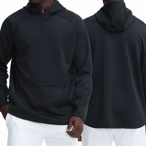 High Quality 100% Cotton Fleece Quarter Zip Hoodie Winter Embroidered Men's Oversized Hoodies - Product Image 3