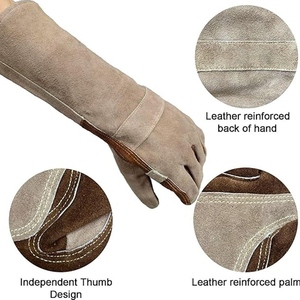 Gants de soudure en cuir de vachette haute performance, résistants à la chaleur et aux étincelles, gants de pompier robustes, logo personnalisé - Product Image 2