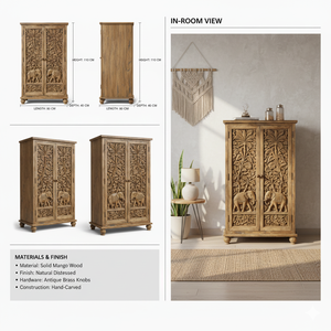 Mueble de Almacenamiento de Madera Maciza con Diseño de Elefante, de Doble Puerta, para Sala de Estar, Precio de Exportación, Venta al Por Mayor - Product Image 4