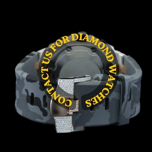 Reloj Cronógrafo de Pulsera de Caucho Gris y Negro con Esfera Redonda y Diamantes Moissanite, Colección Premium, el Más Vendido - Product Image 3