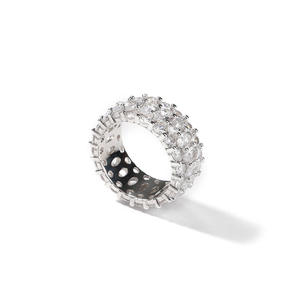Bague Éternité Unisexe de Luxe en Argent 925 de Qualité Supérieure, Sertie de Zircons Ronds Brillants en Pavé, Bijou de Soirée - Product Image 1