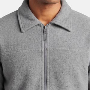 Veste polaire Letterman à fermeture éclair intégrale, chaude pour l'hiver, pour l'extérieur, en polaire, pour homme, avec col rabattable et boutons - Product Image 5
