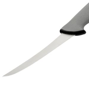 Couteaux à désosser gris et noirs avec lame de coupe longue et fine, manche en forme de poignée, détail rivet rouge pour boucher et préparation alimentaire - Product Image 4