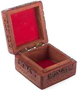 Boîte à bijoux en bois écologique artisanale de luxe pour femmes, design artistique moderne sculpté à la main, boîte de rangement rectangulaire - Product Image 1