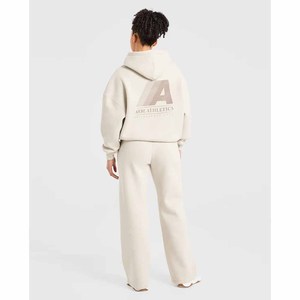 Conjunto de 2 Piezas para Mujer, Sudadera con Capucha de Felpa y Pantalones Deportivos Holgados, Color Sólido, Casual, para Todas las Temporadas, Manga Larga - Product Image 2