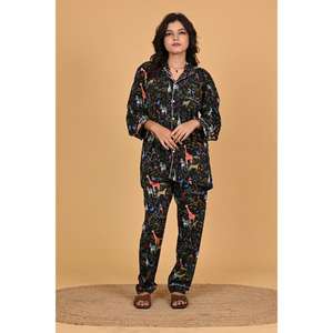 Conjunto de Pijama de Poliéster Crepé Estampado para Mujer, Ropa de Dormir Suave y Cómoda, Ropa de Casa Elegante para Mujer - Product Image 2