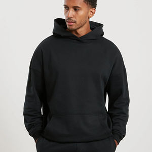 Sudadera con Capucha Negra para Hombre, Tejida, Corte Regular, Color Sólido, Estilo Casual, Otoño, Material de Algodón, Diseño con Bolsillos - Product Image 6