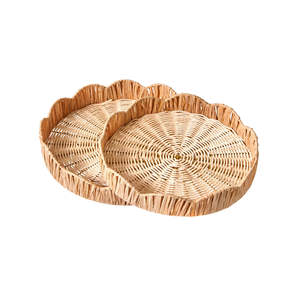 Plateau rond en rotin naturel fait main à bord festonné pour comptoir de cuisine – Guide de pose - Product Image 1