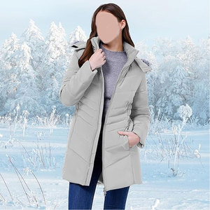 เสื้อโค้ทกันหนาวผู้หญิงแบบยาว อุ่นหนา บุนวมอย่างดี มีสไตล์ สำหรับอากาศหนาว พร้อมฮู้ดขนสัตว์ถอดออกได้ สวมใส่สบาย - Product Image 3