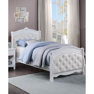 Testiera e Pediera in Ecopelle Bianca, Letto Matrimoniale per Camera da Letto Giovanile, 1 Pezzo, Struttura in Compensato, Letti Imbottiti di Alta Qualità - Product Image 1