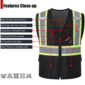 Chaleco de Seguridad Reflectante de Alta Visibilidad, Chaleco de Trabajo de Malla sin Mangas de Alta Calidad con Múltiples Bolsillos para Hombres y Mujeres, OEM - Product Image 3