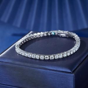 Chaîne et bracelet tennis ronds 3mm 4mm 5mm en argent sterling 925, sertis de diamants Moissanite VVS, style Hip Hop, meilleur prix - Product Image 6