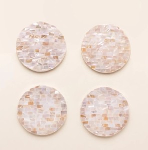Set of 4 Luxury Mother of Pearl <b>Coasters</b> Round Yellow Shell Mosaic <b>Drink</b> <b>Coaster</b> Mat For Home Restaurant Decor Wholesale - Product Image 5