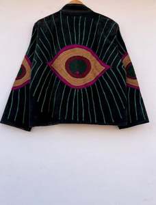 Blouson bomber unisexe brodé à la main avec des motifs floraux, magnifique blouson d'hiver matelassé en coton avec broderie Suzani, cadeau spécial - Product Image 5