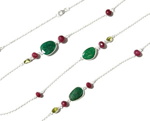 Emerald Cut Gemstone <b>Statement</b> <b>Necklace</b> 925 Sterling Silver Handmade Trendy Gift - Product Image 1