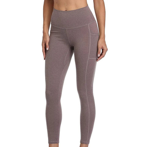 High Waist Seamless <b>Leggings</b> Full Length Solid Color Stretch Knitted Women's Workout Pants <b>With</b> Invisible <b>Pocket</b> - Product Image 2