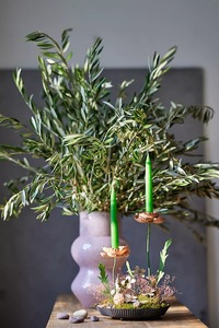 Candelabro de Hierro Hecho a Mano con Forma de Tulipán, Tallo Verde, Flor Rosa, para Decoración de Mesa de Comedor en Navidad - Product Image 5