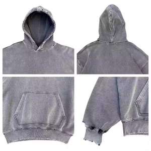 Sudaderas con Capucha Personalizadas para Hombre, 100% Algodón, Estilo Vintage, Lavado Ácido, con Bolsillos de Parche, Color Sólido - Product Image 2